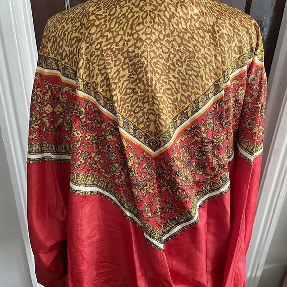 Vintage Lauren Brooke 80s Red Gold Leopard Windbreaker Jacket Womens 3X - Picture 4 of 9